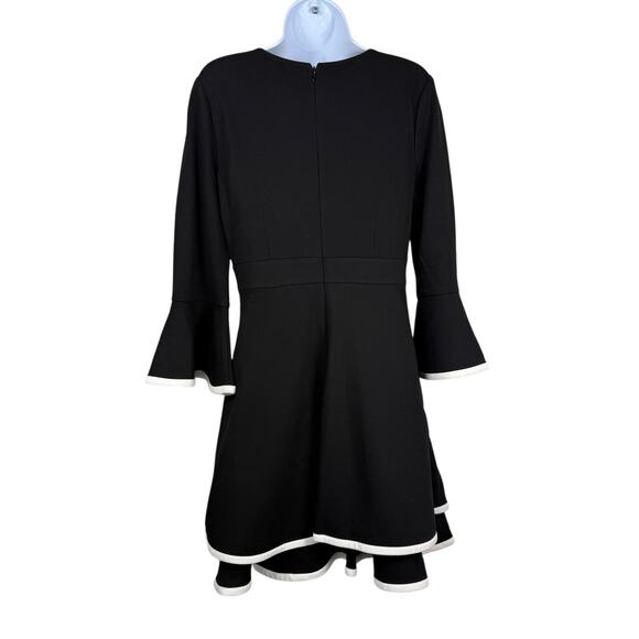 Eliza J Dress Womens 6 Black White Bell Sleeve Ruffled Mini Feminine Romantic - Picture 8 of 14